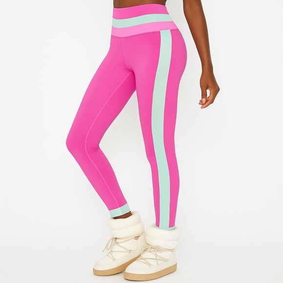 BEACH RIOT Leggings XS Ribbed Colorblock Pink Mint High Rise Stretch Yoga Gym - Picture 1 of 9
